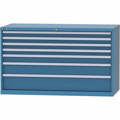 LISTA - 7 Drawer, 84 Compartment Bright Blue Steel Modular Storage Cabinet - Exact Industrial Supply