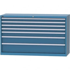 LISTA - 7 Drawer, 84 Compartment Bright Blue Steel Modular Storage Cabinet - Exact Industrial Supply