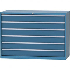 LISTA - 6 Drawer, 84 Compartment Bright Blue Steel Modular Storage Cabinet - Exact Industrial Supply