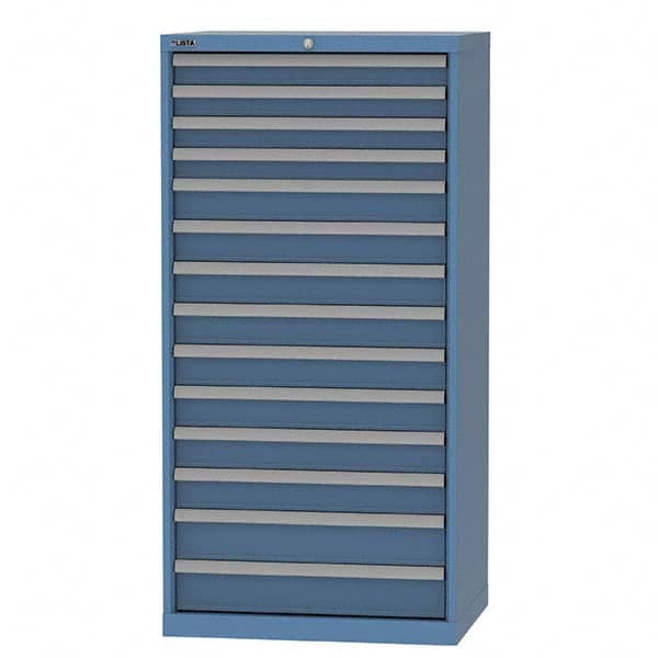 LISTA - 14 Drawer, 93 Compartment Bright Blue Steel Modular Storage Cabinet - Exact Industrial Supply