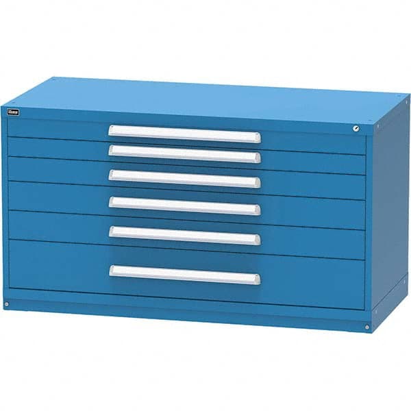 Vidmar - 6 Drawer, 45 Compartment Bright Blue Steel Modular Storage Cabinet - Exact Industrial Supply