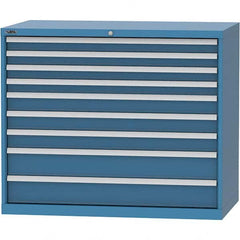 LISTA - 9 Drawer, 99 Compartment Bright Blue Steel Modular Storage Cabinet - Exact Industrial Supply