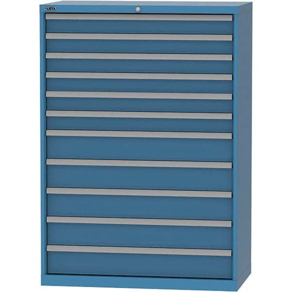 LISTA - 11 Drawer, 84 Compartment Bright Blue Steel Modular Storage Cabinet - Exact Industrial Supply