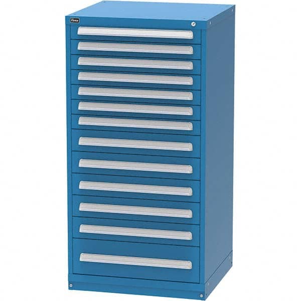 Vidmar - 13 Drawer, 344 Compartment Bright Blue Steel Modular Storage Cabinet - Exact Industrial Supply