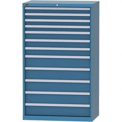 LISTA - 12 Drawer, 84 Compartment Bright Blue Steel Modular Storage Cabinet - Exact Industrial Supply