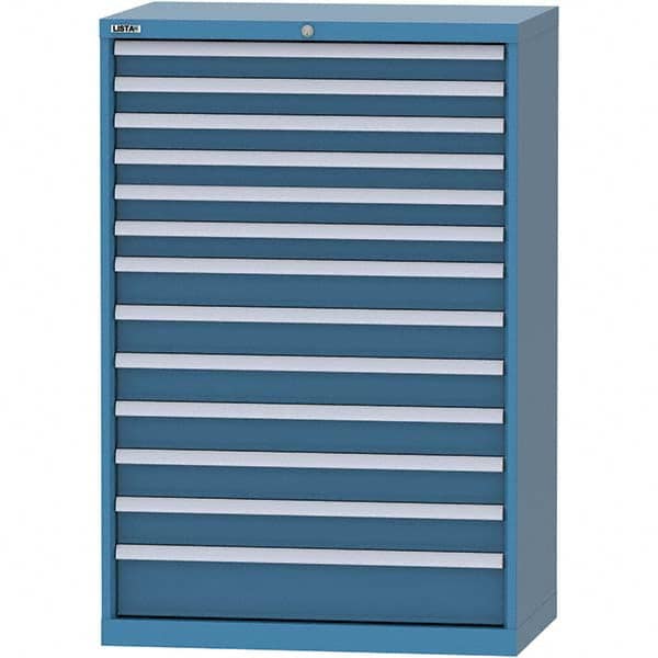 LISTA - 13 Drawer, 84 Compartment Bright Blue Steel Modular Storage Cabinet - Exact Industrial Supply