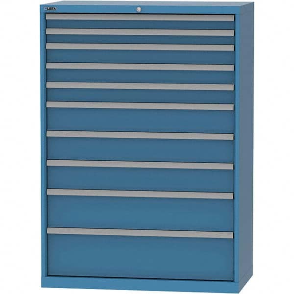 LISTA - 10 Drawer, 84 Compartment Bright Blue Steel Modular Storage Cabinet - Exact Industrial Supply