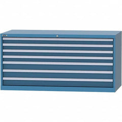 LISTA - 7 Drawer, 84 Compartment Bright Blue Steel Modular Storage Cabinet - Exact Industrial Supply