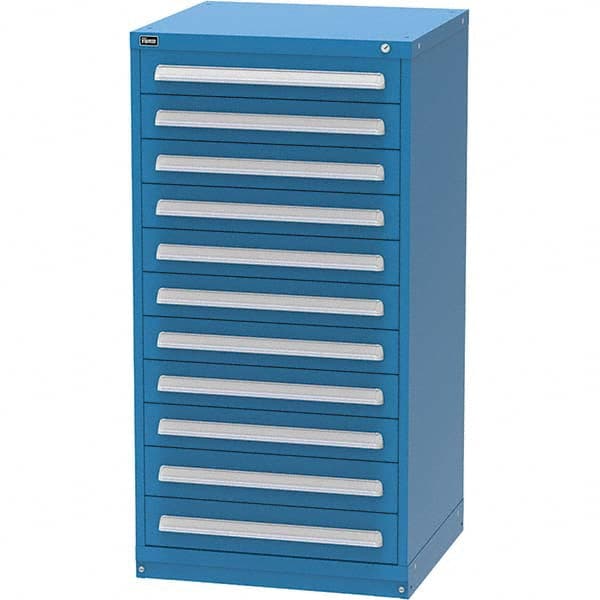 Vidmar - 11 Drawer Bright Blue Steel Modular Storage Cabinet - Exact Industrial Supply