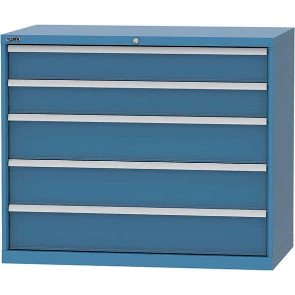 LISTA - 5 Drawer, 99 Compartment Bright Blue Steel Modular Storage Cabinet - Exact Industrial Supply