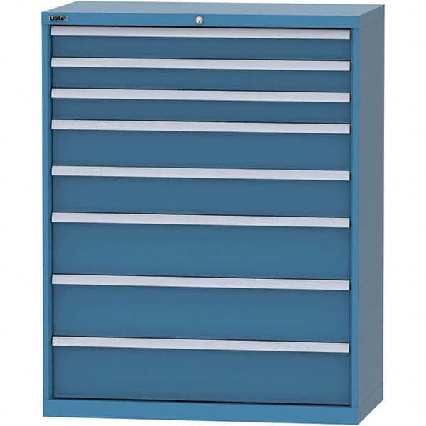 LISTA - 8 Drawer, 84 Compartment Bright Blue Steel Modular Storage Cabinet - Exact Industrial Supply