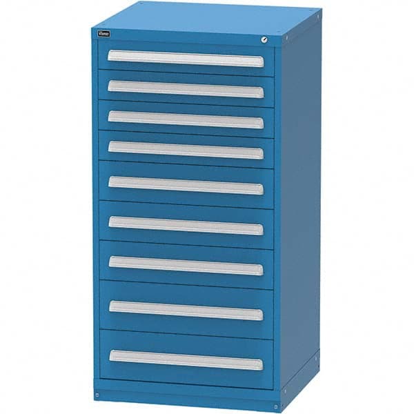 Vidmar - 9 Drawer, 124 Compartment Bright Blue Steel Modular Storage Cabinet - Exact Industrial Supply