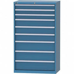 LISTA - 9 Drawer, 84 Compartment Bright Blue Steel Modular Storage Cabinet - Exact Industrial Supply