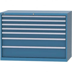 LISTA - 7 Drawer, 99 Compartment Bright Blue Steel Modular Storage Cabinet - Exact Industrial Supply