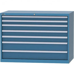 LISTA - 7 Drawer, 99 Compartment Bright Blue Steel Modular Storage Cabinet - Exact Industrial Supply