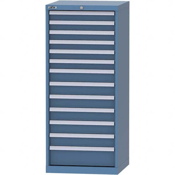 LISTA - 13 Drawer, 84 Compartment Bright Blue Steel Modular Storage Cabinet - Exact Industrial Supply