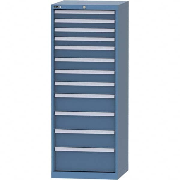 LISTA - 12 Drawer, 84 Compartment Bright Blue Steel Modular Storage Cabinet - Exact Industrial Supply