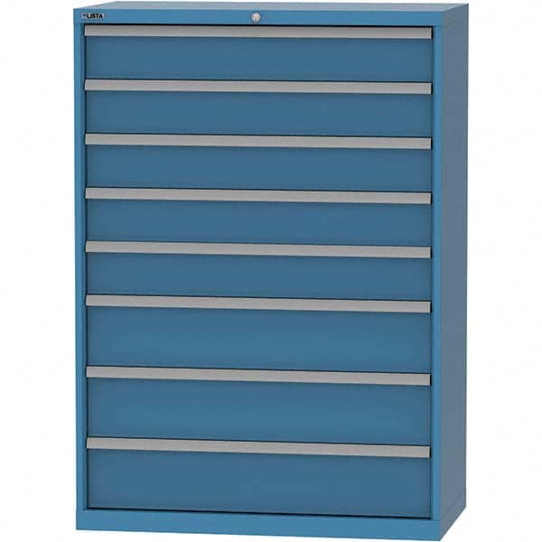 LISTA - 8 Drawer, 84 Compartment Bright Blue Steel Modular Storage Cabinet - Exact Industrial Supply