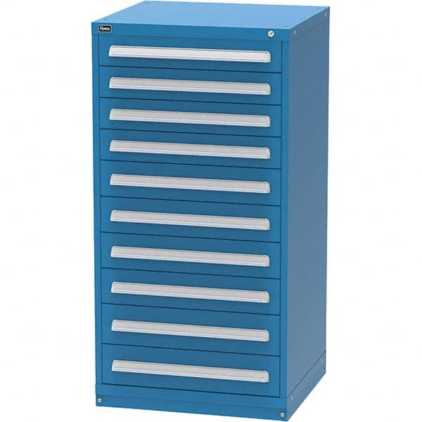 Vidmar - 10 Drawer, 124 Compartment Bright Blue Steel Modular Storage Cabinet - Exact Industrial Supply