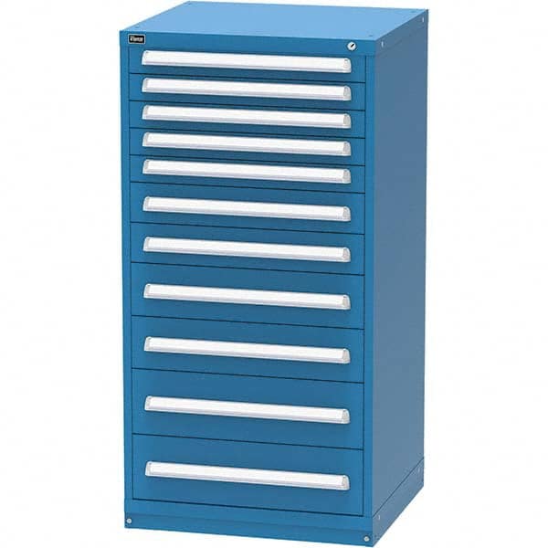 Vidmar - 11 Drawer, 45 Compartment Bright Blue Steel Modular Storage Cabinet - Exact Industrial Supply