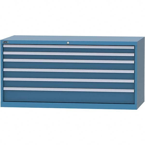 LISTA - 6 Drawer, 84 Compartment Bright Blue Steel Modular Storage Cabinet - Exact Industrial Supply