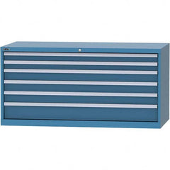 LISTA - 6 Drawer, 84 Compartment Bright Blue Steel Modular Storage Cabinet - Exact Industrial Supply