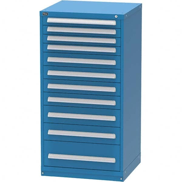 Vidmar - 11 Drawer, 60 Compartment Bright Blue Steel Modular Storage Cabinet - Exact Industrial Supply