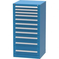 Vidmar - 11 Drawer, 60 Compartment Bright Blue Steel Modular Storage Cabinet - Exact Industrial Supply