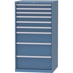 LISTA - 9 Drawer, 45 Compartment Bright Blue Steel Modular Storage Cabinet - Exact Industrial Supply