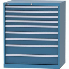 LISTA - 9 Drawer, 84 Compartment Bright Blue Steel Modular Storage Cabinet - Exact Industrial Supply