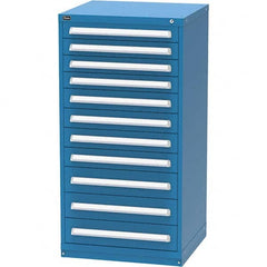 Vidmar - 11 Drawer, 124 Compartment Bright Blue Steel Modular Storage Cabinet - Exact Industrial Supply