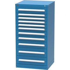 Vidmar - 11 Drawer, 60 Compartment Bright Blue Steel Modular Storage Cabinet - Exact Industrial Supply