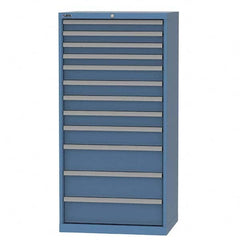 LISTA - 12 Drawer, 93 Compartment Bright Blue Steel Modular Storage Cabinet - Exact Industrial Supply