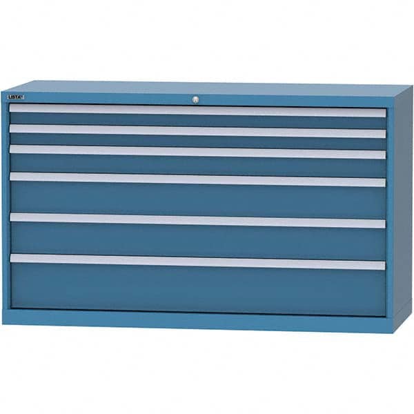 LISTA - 6 Drawer, 84 Compartment Bright Blue Steel Modular Storage Cabinet - Exact Industrial Supply