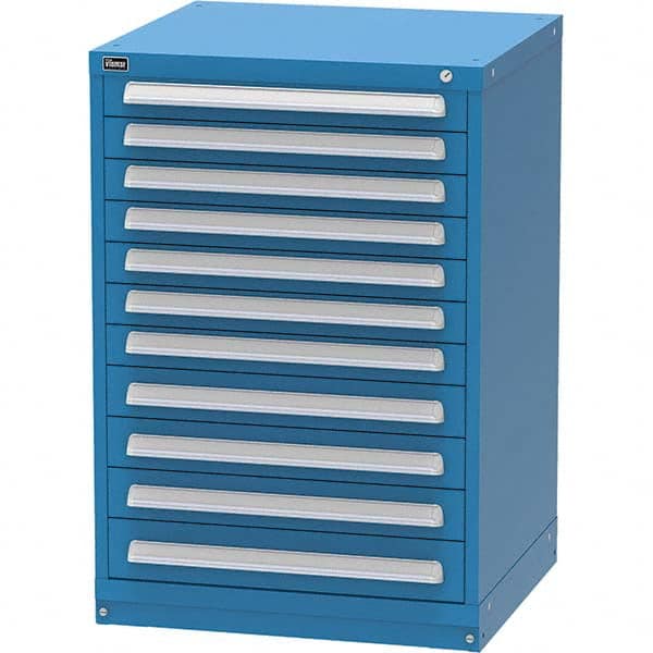 Vidmar - 11 Drawer, 344 Compartment Bright Blue Steel Modular Storage Cabinet - Exact Industrial Supply