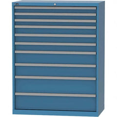 LISTA - 10 Drawer, 84 Compartment Bright Blue Steel Modular Storage Cabinet - Exact Industrial Supply