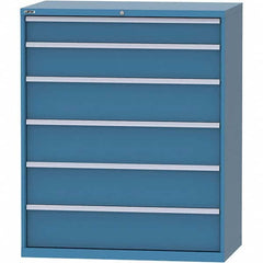 LISTA - 6 Drawer, 159 Compartment Bright Blue Steel Modular Storage Cabinet - Exact Industrial Supply