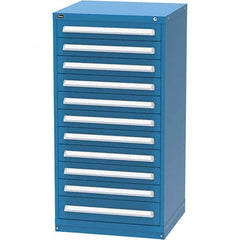 Vidmar - 11 Drawer, 124 Compartment Bright Blue Steel Modular Storage Cabinet - Exact Industrial Supply