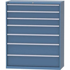 LISTA - 7 Drawer, 99 Compartment Bright Blue Steel Modular Storage Cabinet - Exact Industrial Supply