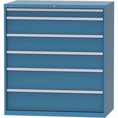 LISTA - 6 Drawer, 99 Compartment Bright Blue Steel Modular Storage Cabinet - Exact Industrial Supply