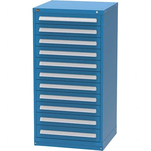 Vidmar - 11 Drawer, 344 Compartment Bright Blue Steel Modular Storage Cabinet - Exact Industrial Supply