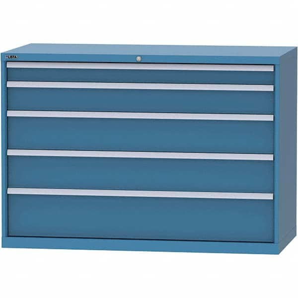 LISTA - 5 Drawer, 84 Compartment Bright Blue Steel Modular Storage Cabinet - Exact Industrial Supply