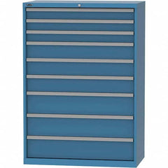 LISTA - 9 Drawer, 84 Compartment Bright Blue Steel Modular Storage Cabinet - Exact Industrial Supply