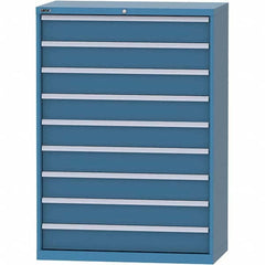 LISTA - 9 Drawer, 84 Compartment Bright Blue Steel Modular Storage Cabinet - Exact Industrial Supply