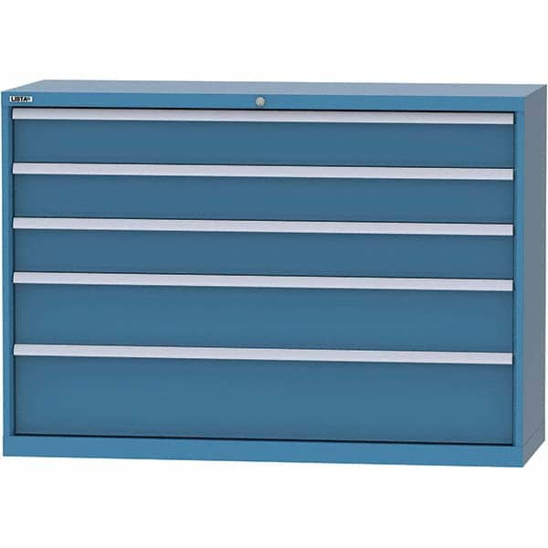 LISTA - 5 Drawer, 84 Compartment Bright Blue Steel Modular Storage Cabinet - Exact Industrial Supply