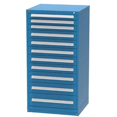 Vidmar - 11 Drawer, 344 Compartment Bright Blue Steel Modular Storage Cabinet - Exact Industrial Supply