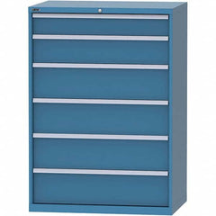 LISTA - 6 Drawer, 99 Compartment Bright Blue Steel Modular Storage Cabinet - Exact Industrial Supply