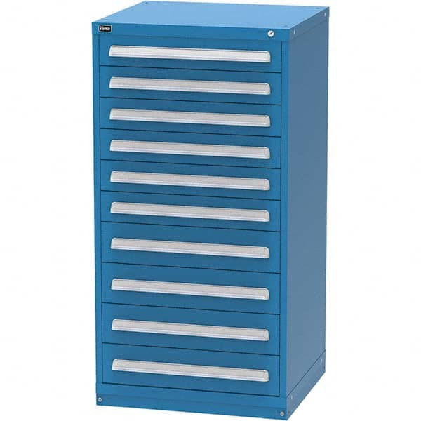 Vidmar - 10 Drawer Bright Blue Steel Modular Storage Cabinet - Exact Industrial Supply