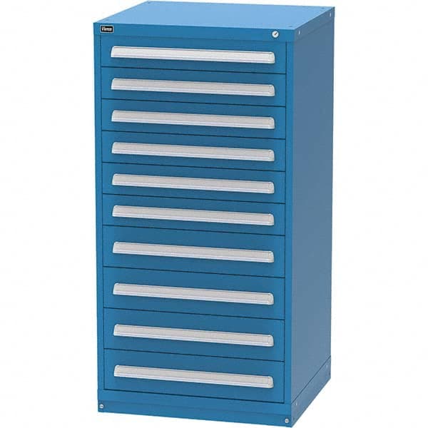 Vidmar - 10 Drawer, 344 Compartment Bright Blue Steel Modular Storage Cabinet - Exact Industrial Supply