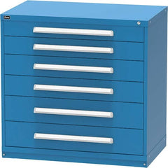 Vidmar - 6 Drawer, 45 Compartment Bright Blue Steel Modular Storage Cabinet - Exact Industrial Supply